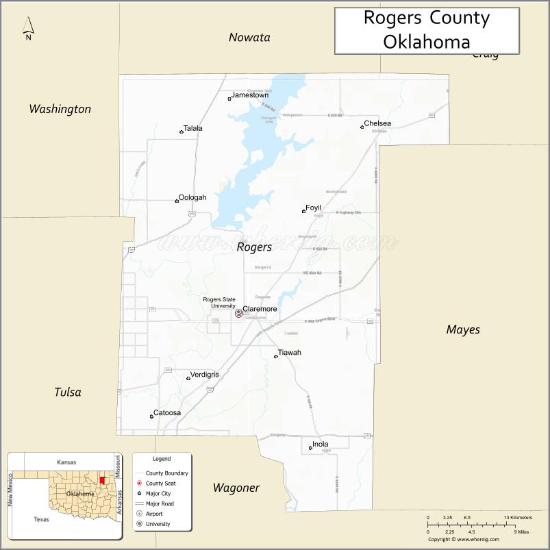 Map of Rogers County, Oklahoma