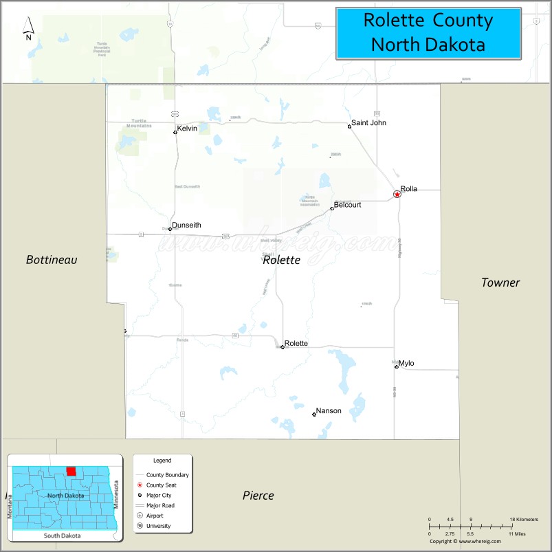 Map of Rolette County, North Dakota