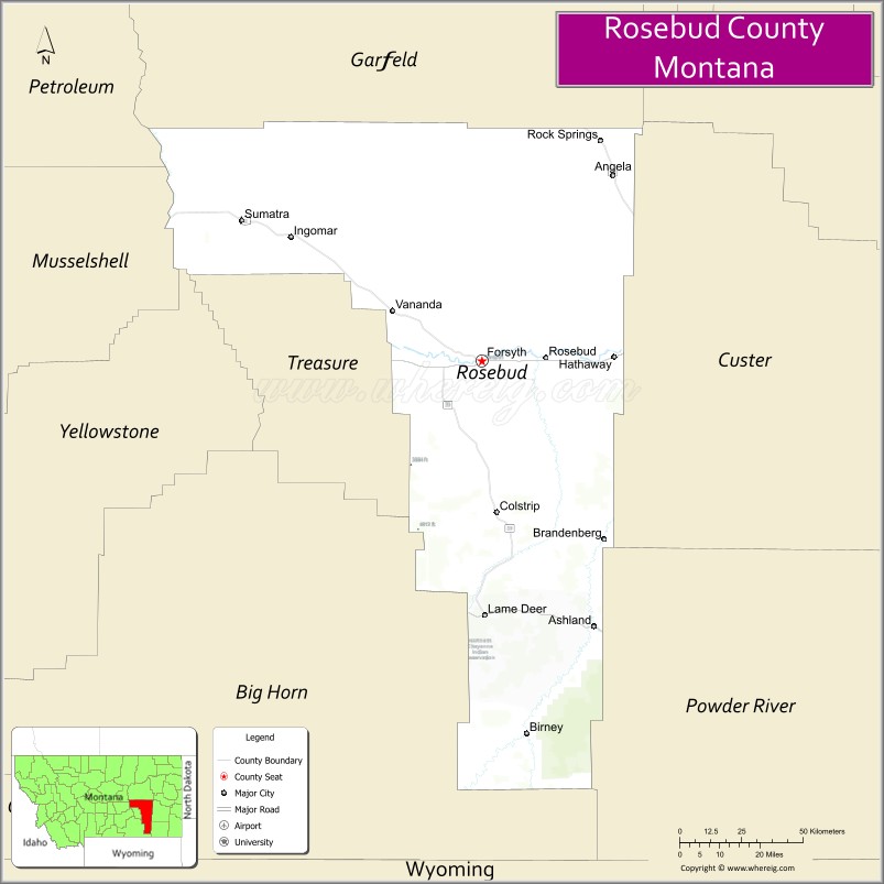 Map of Rosebud County, Montana