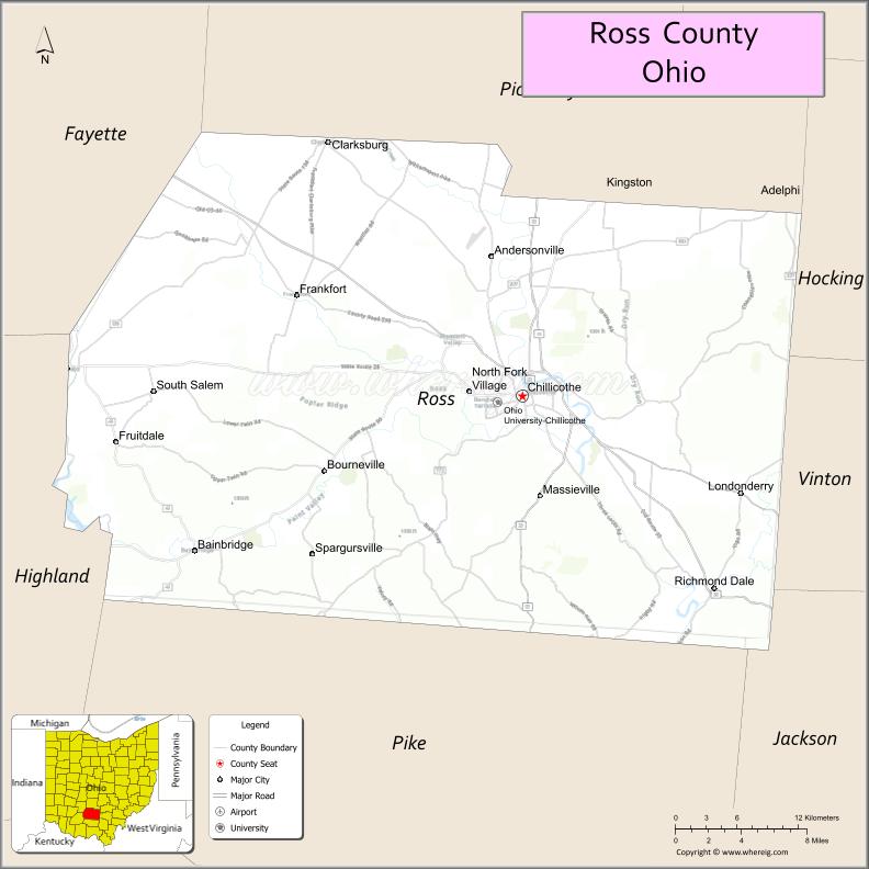 Map of Ross County, Ohio