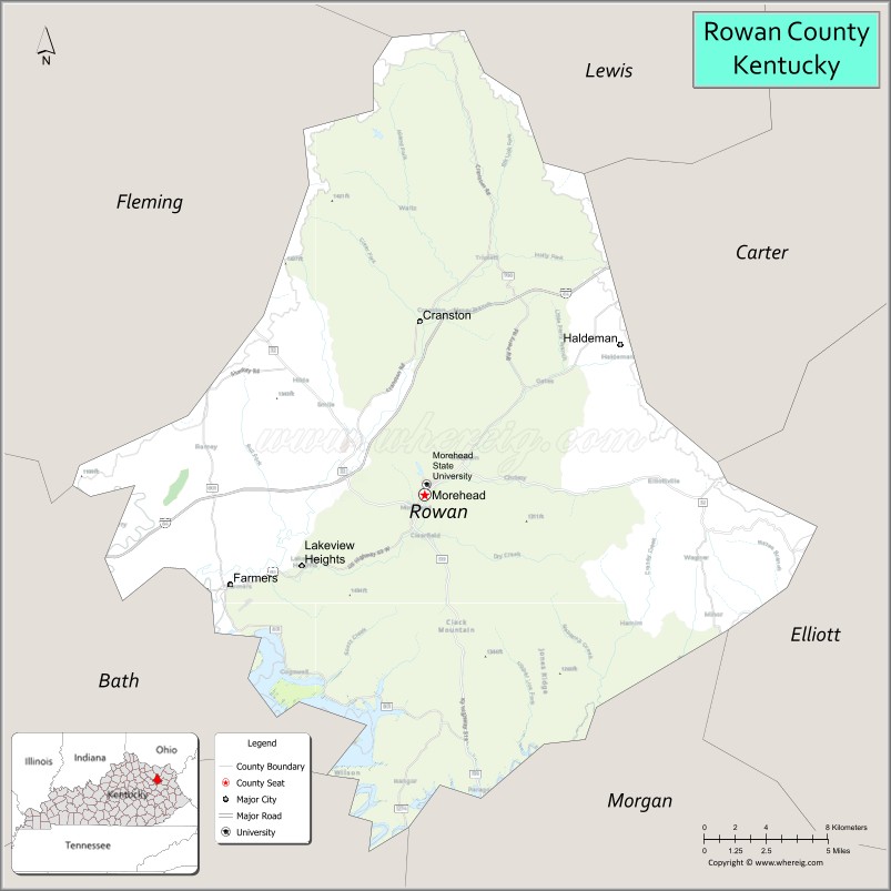 Map of Rowan County, Kentucky