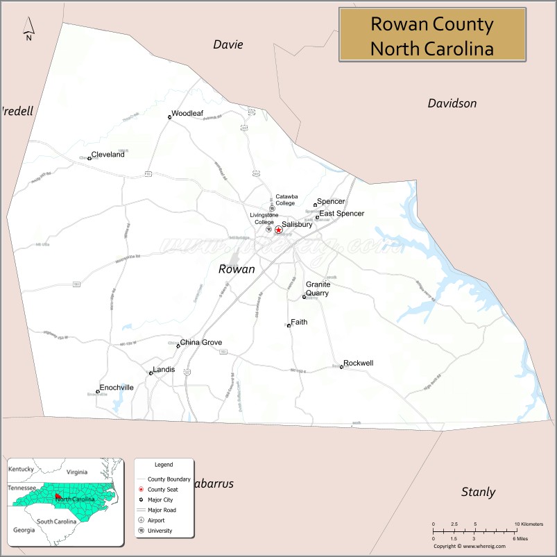 Map of Rowan County, North Carolina