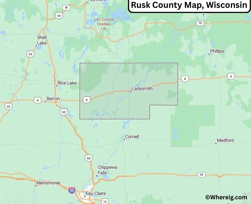 Map of Rusk County, Wisconsin