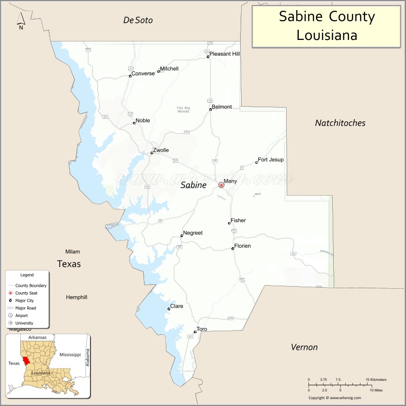 Map of Sabine Parish, Louisiana