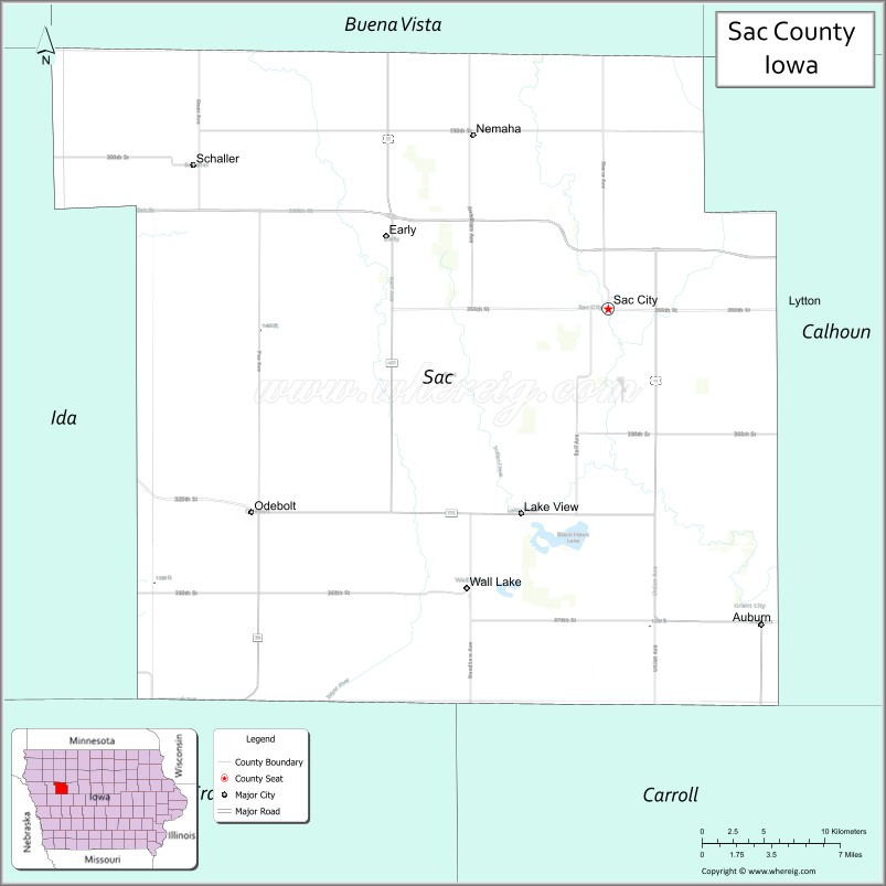 Map of Sac County, Iowa