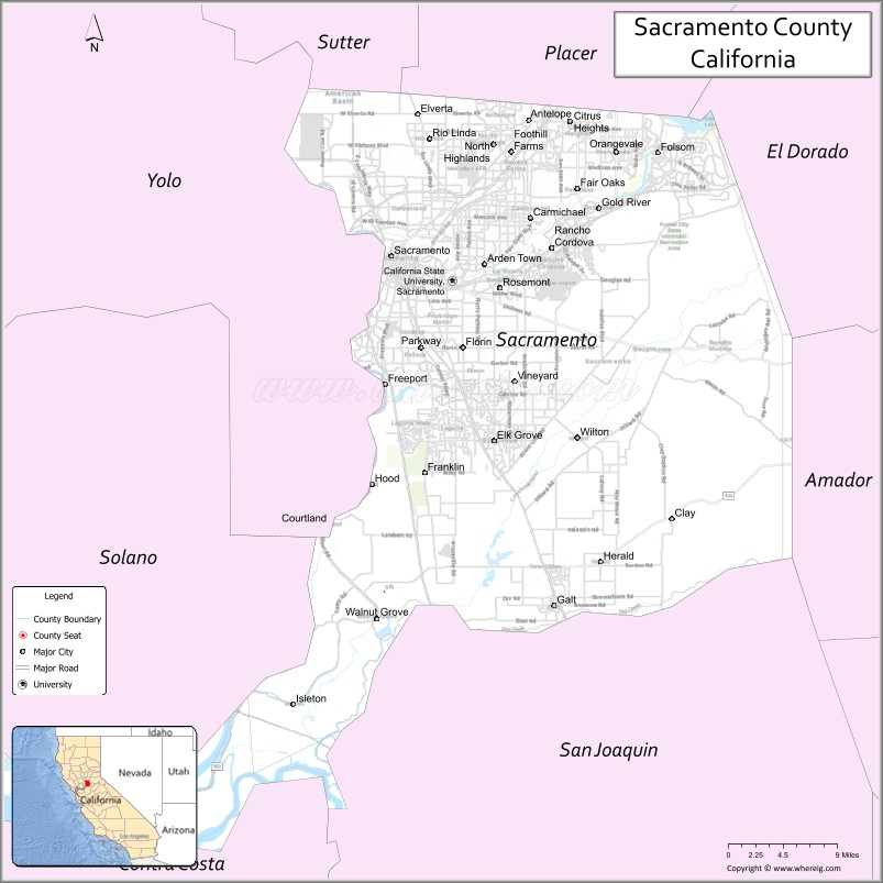Map of Sacramento County, California