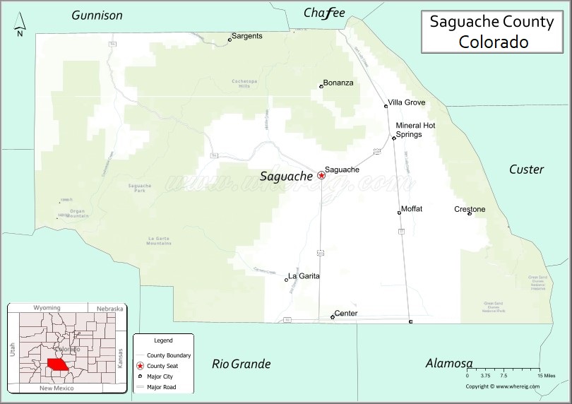 Map of Saguache County, Colorado