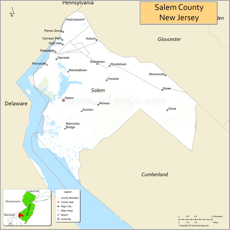 Map of Salem County, New Jersey