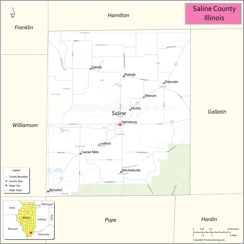 Map of Saline County, Illinois