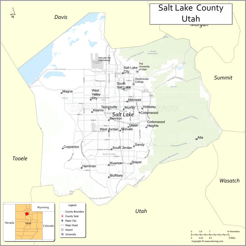 Map of Salt Lake County, Utah