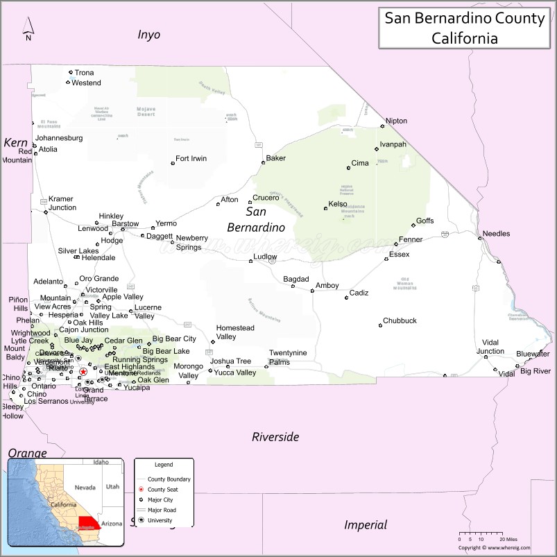 Map of San Bernardino County, California