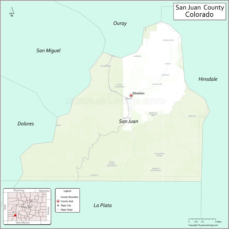 Map of San Juan County, Colorado