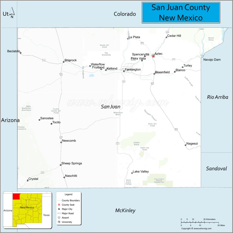 Map of San Juan County, New Mexico