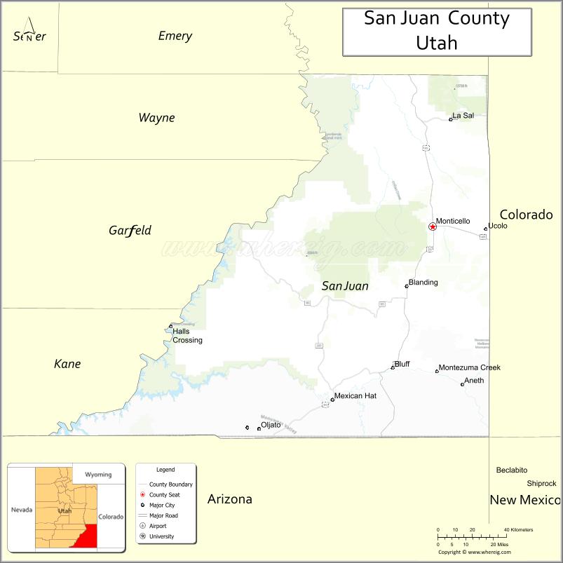 Map of San Juan County, Utah