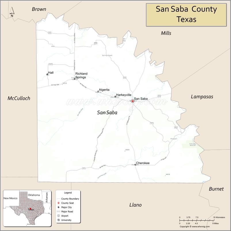 Map of San Saba County, Texas