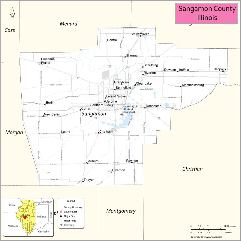 Map of Sangamon County, Illinois
