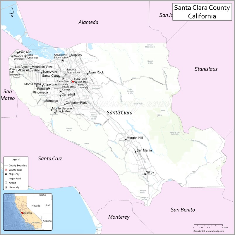 Map of Santa Clara County, California