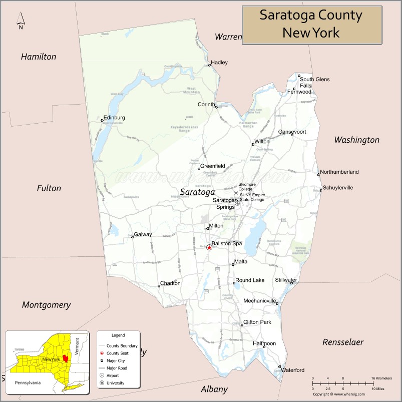 Map of Saratoga County, New York