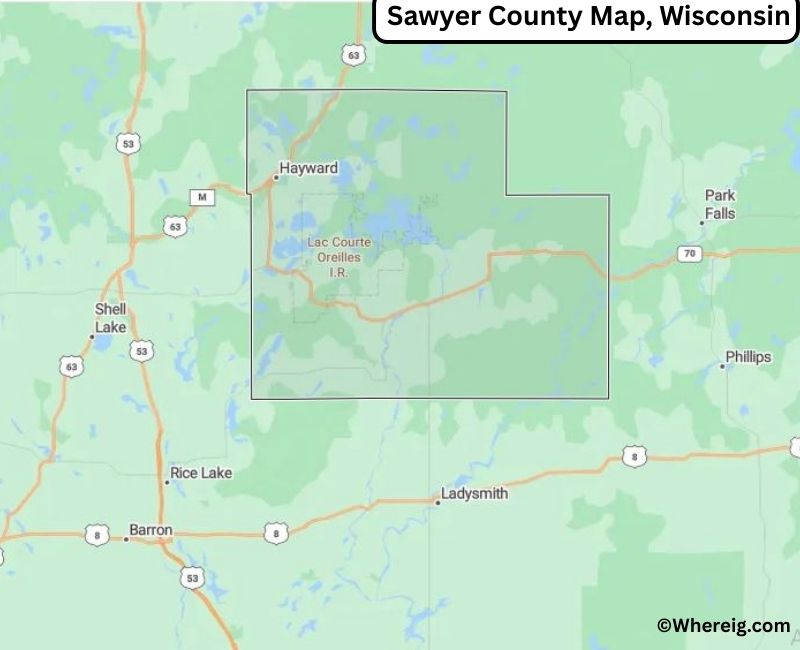 Map of Sawyer County, Wisconsin