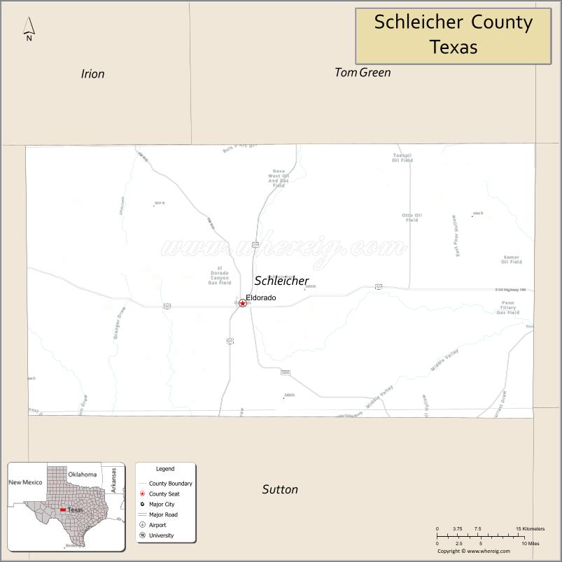 Map of Schleicher County, Texas