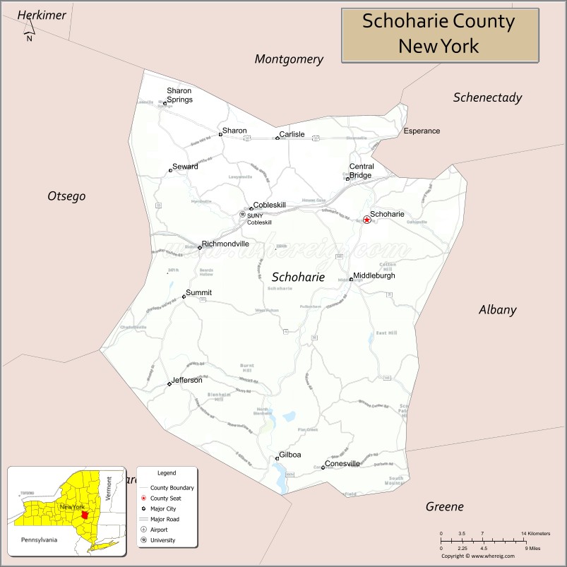 Map of Schoharie County, New York