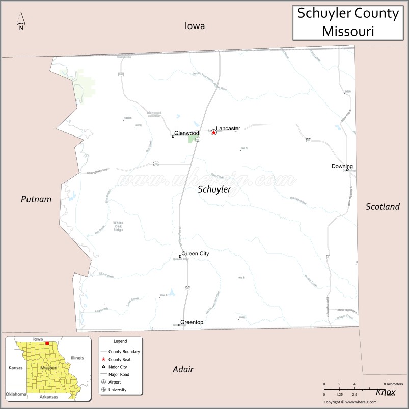 Map of Schuyler County, Missouri