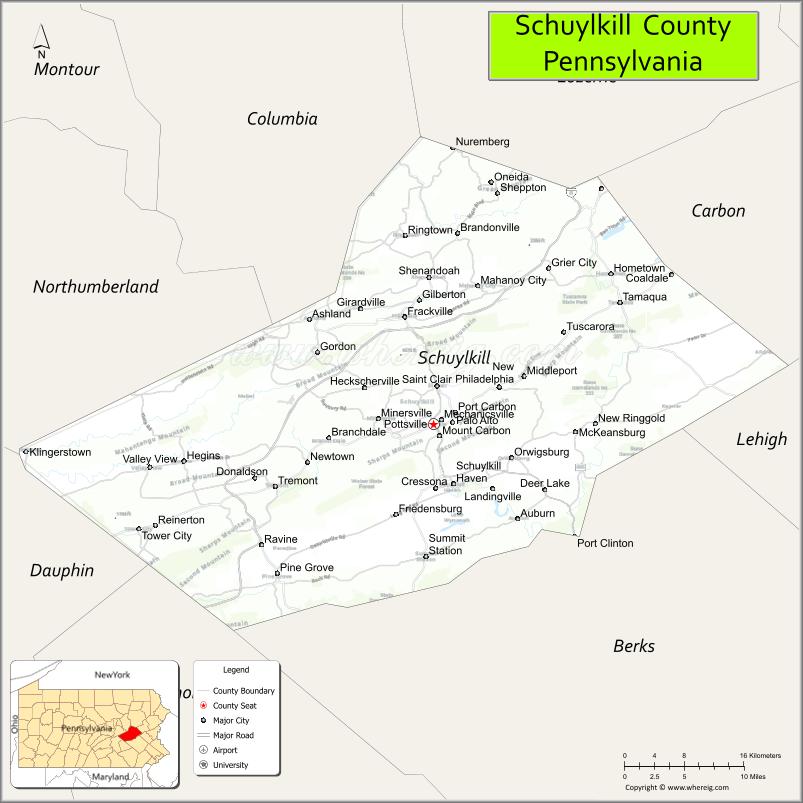Map of Schuylkill County, Pennsylvania