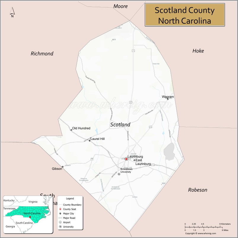 Map of Scotland County, North Carolina