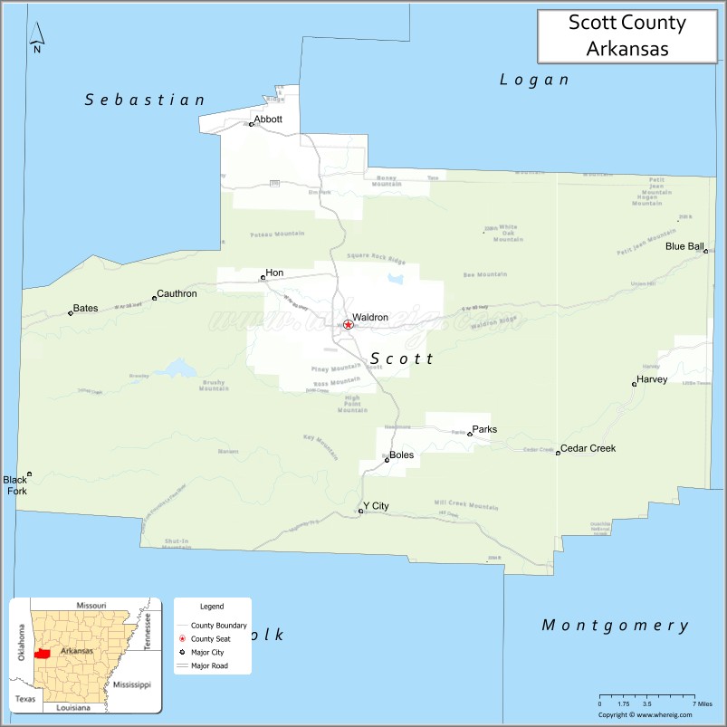 Map of Scott County, Arkansas