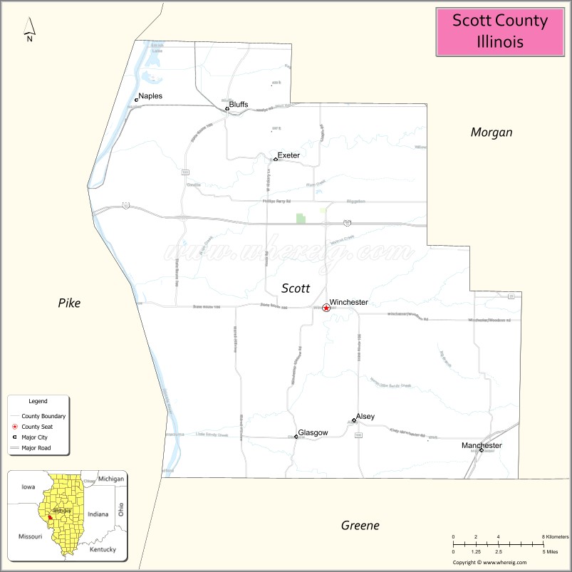 Map of Scott County, Illinois