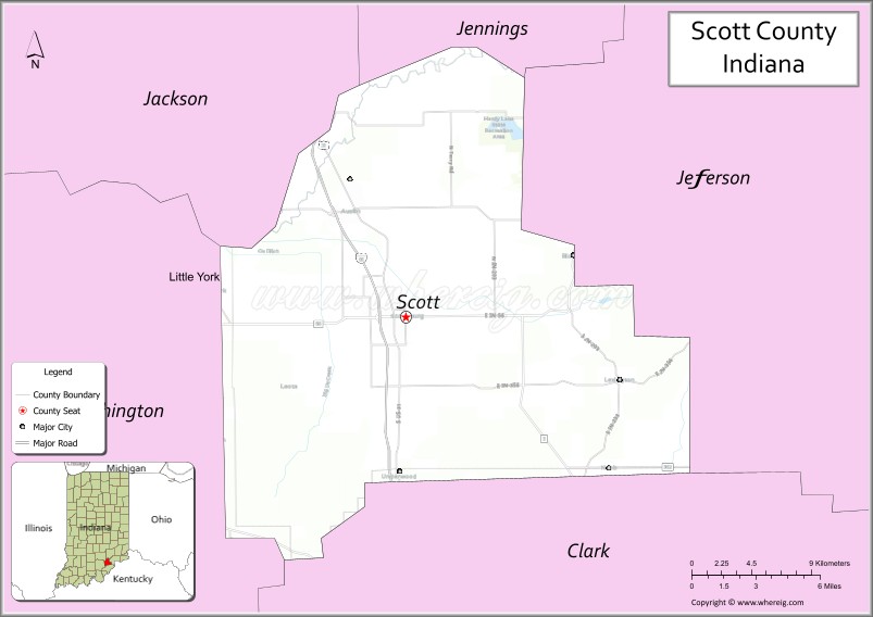 Map of Scott County, Indiana