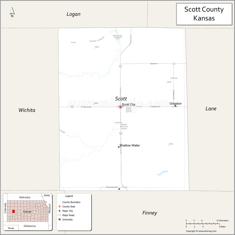 Map of Scott County, Kansas
