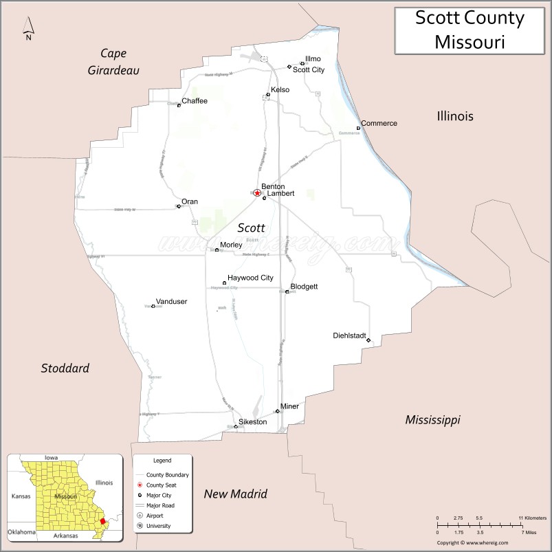 Map of Scott County, Missouri