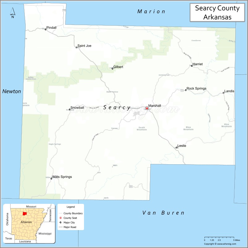 Map of Searcy County, Arkansas