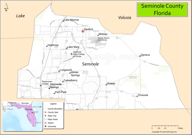 Map of Seminole County, Florida