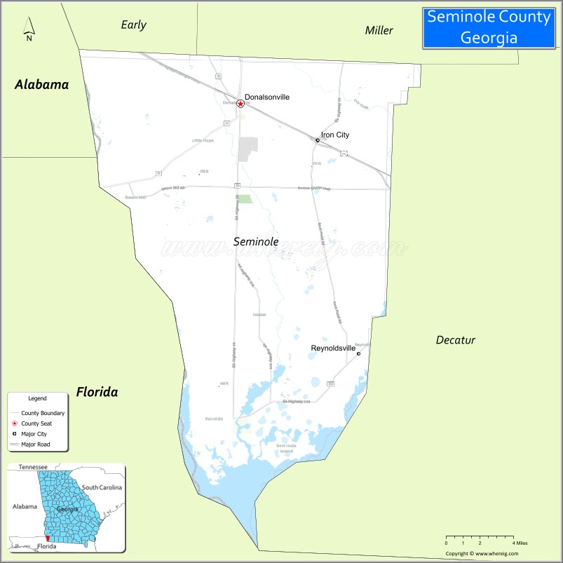 Map of Seminole County, Georgia