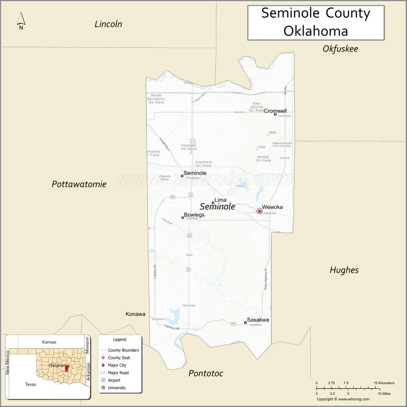 Map of Seminole County, Oklahoma