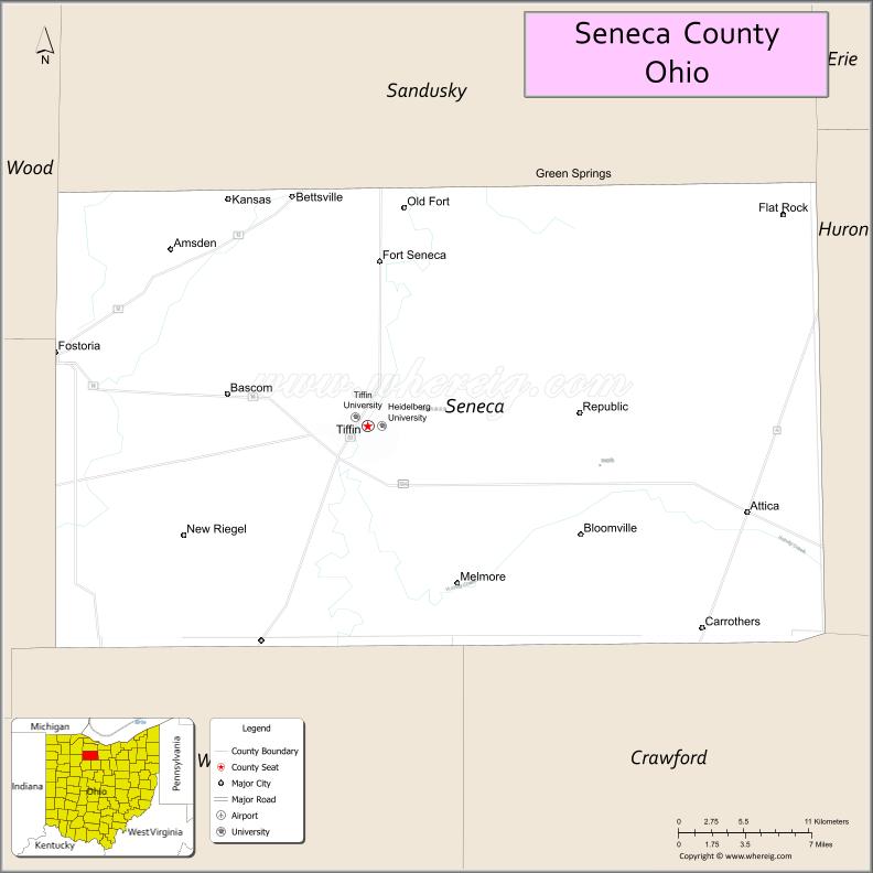 Map of Seneca County, Ohio