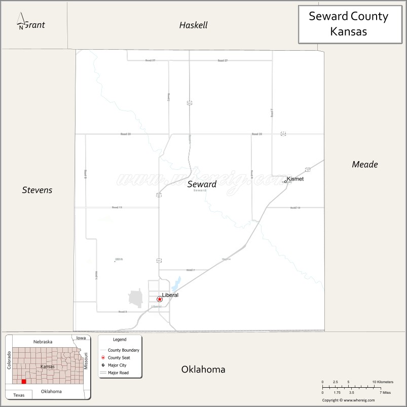 Map of Seward County, Kansas