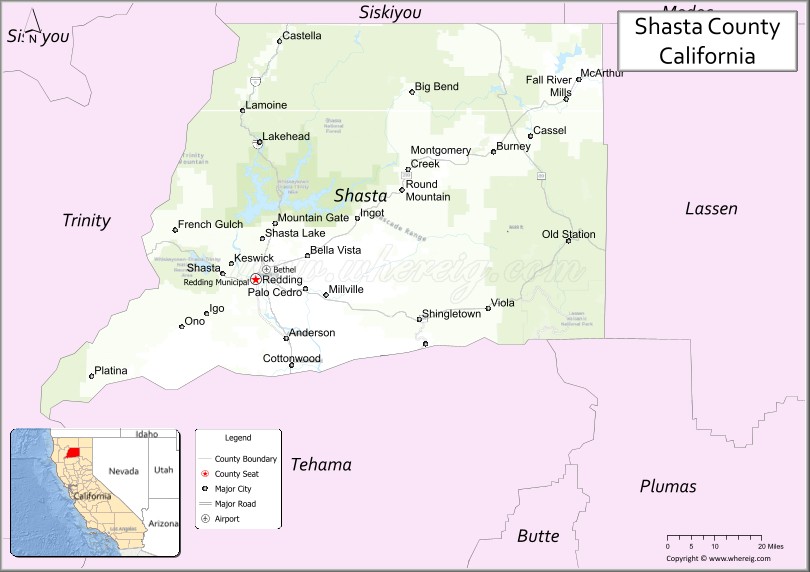 Map of Shasta County, California