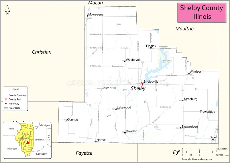 Map of Shelby County, Illinois