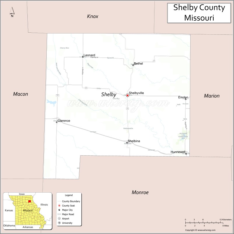 Map of Shelby County, Missouri