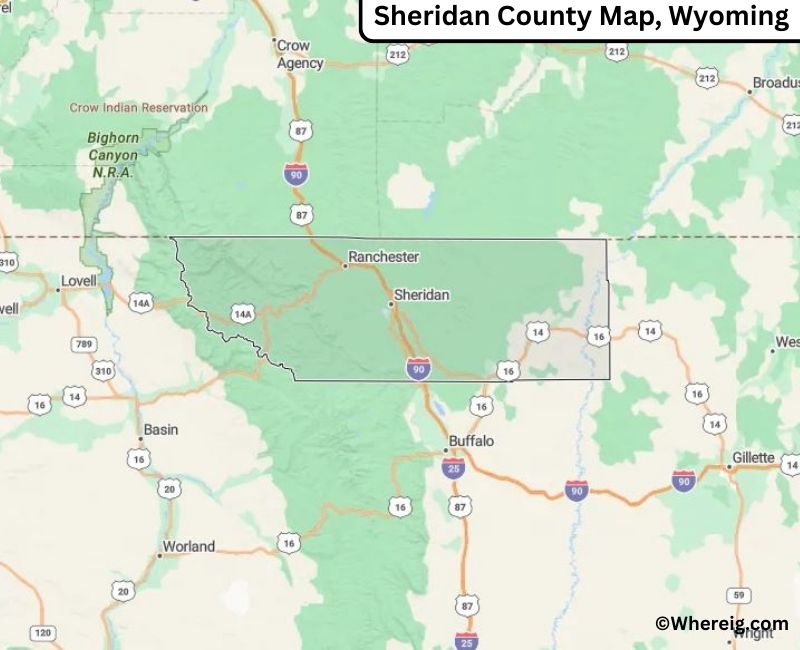 Map of Sheridan County, Wyoming