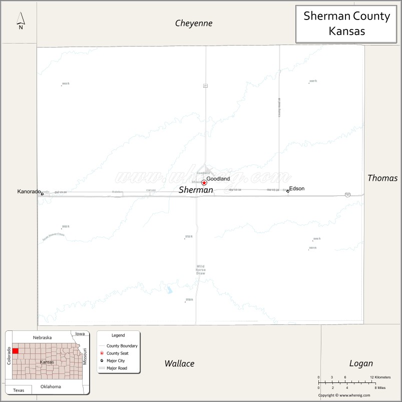Map of Sherman County, Kansas