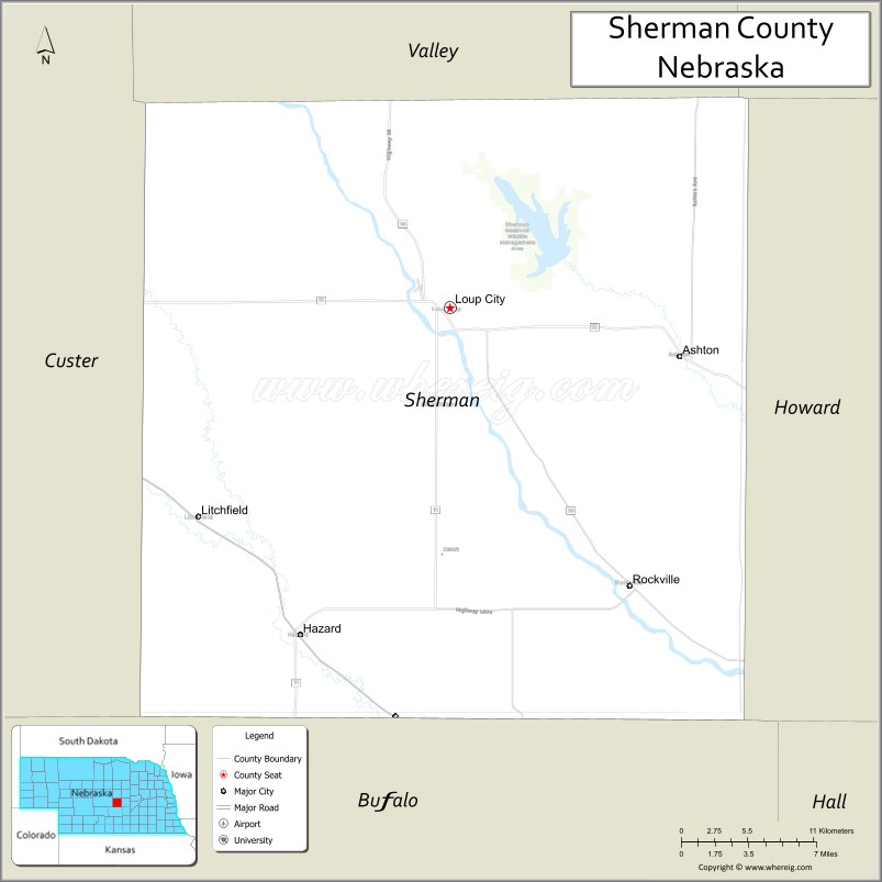 Map of Sherman County, Nebraska