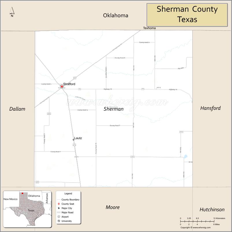 Map of Sherman County, Texas