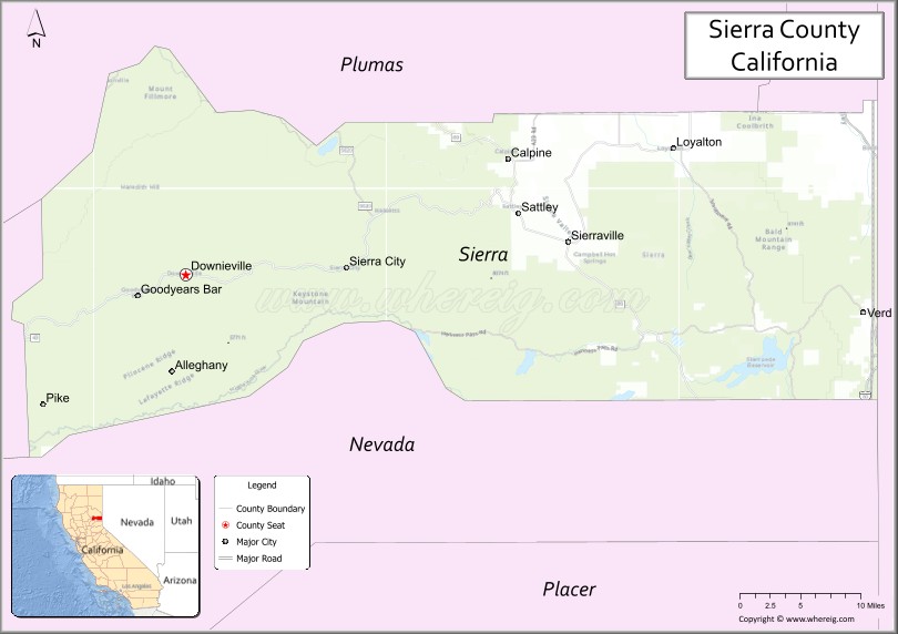 Map of Sierra County, California