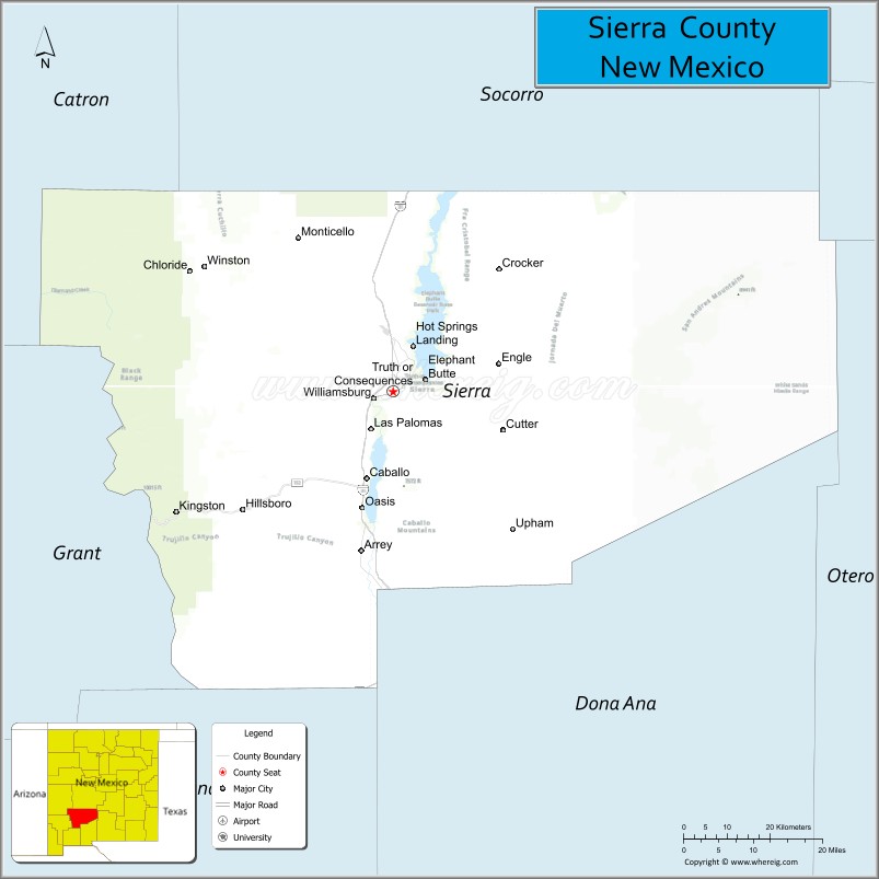 Map of Sierra County, New Mexico