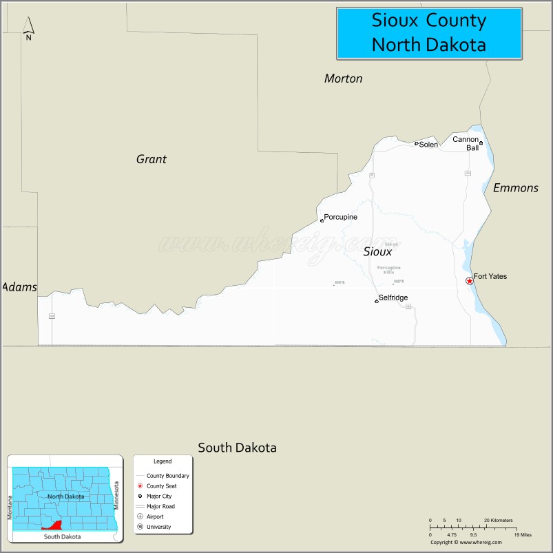 Map of Sioux County, North Dakota