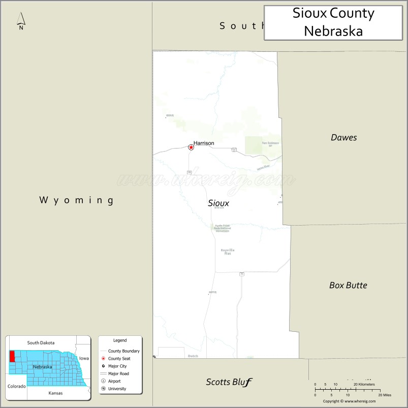 Map of Sioux County, Nebraska